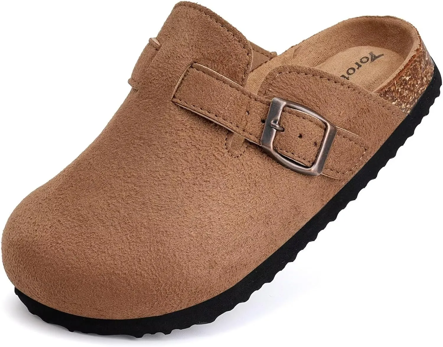 Torotto Kids Suede Clogs Cork Footbed Toddler Slippers with Arch Support & Adjustable Straps for Boys Girls Indoor & Outdoor