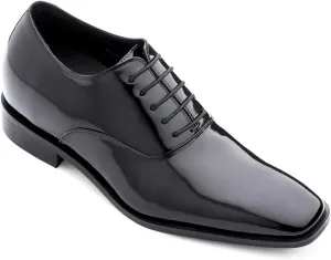 TOTO Men's Invisible Height Increasing Elevator Shoes - Black Patent Leather Lace-up Formal Oxfords - 3 Inches Taller - H6532B - Size 8 D(M) US