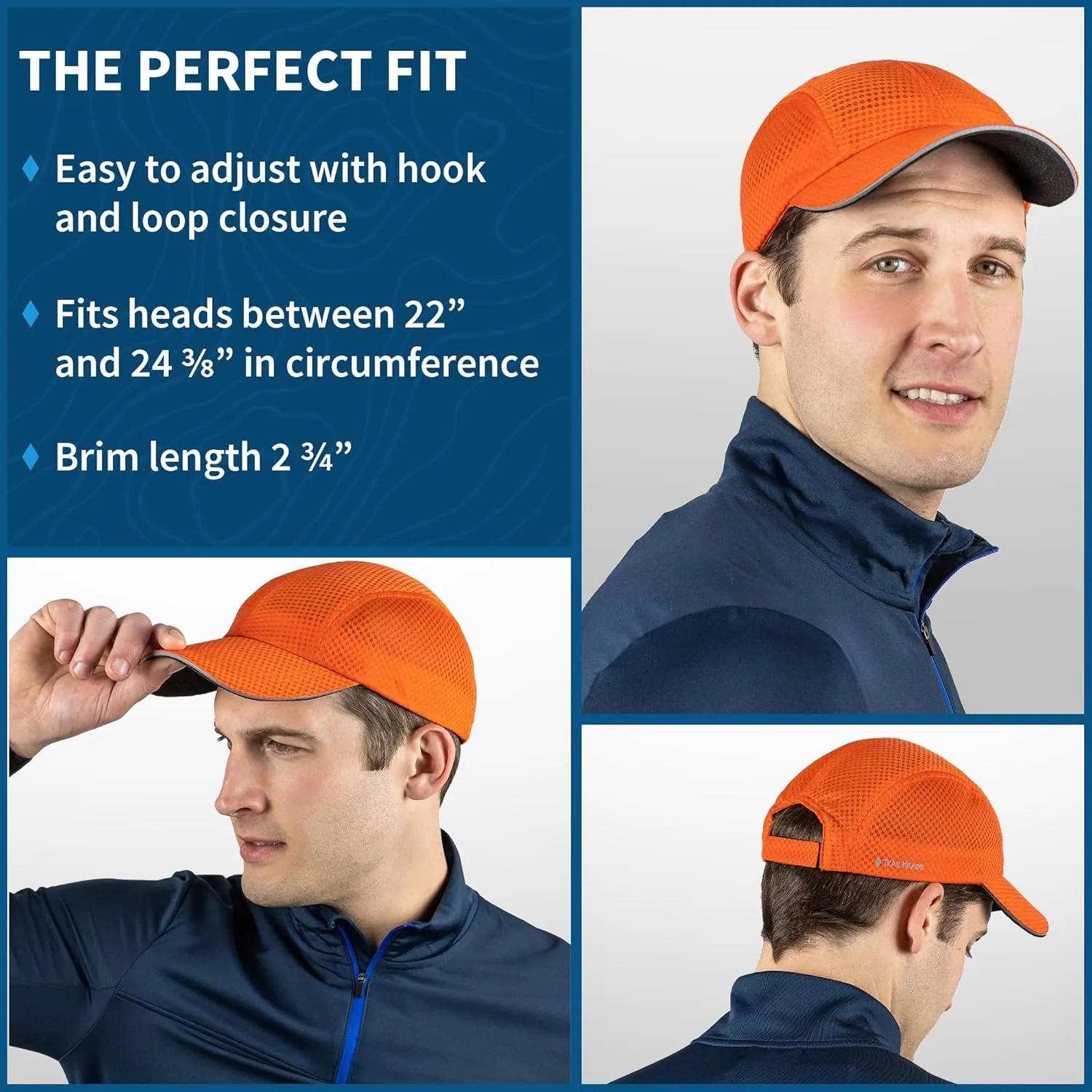 TrailHeads Performance Mens Running Hat - Lightweight, Quick Dry Workout Hats for Men - Athletic Sports Cap for Tennis, Gym