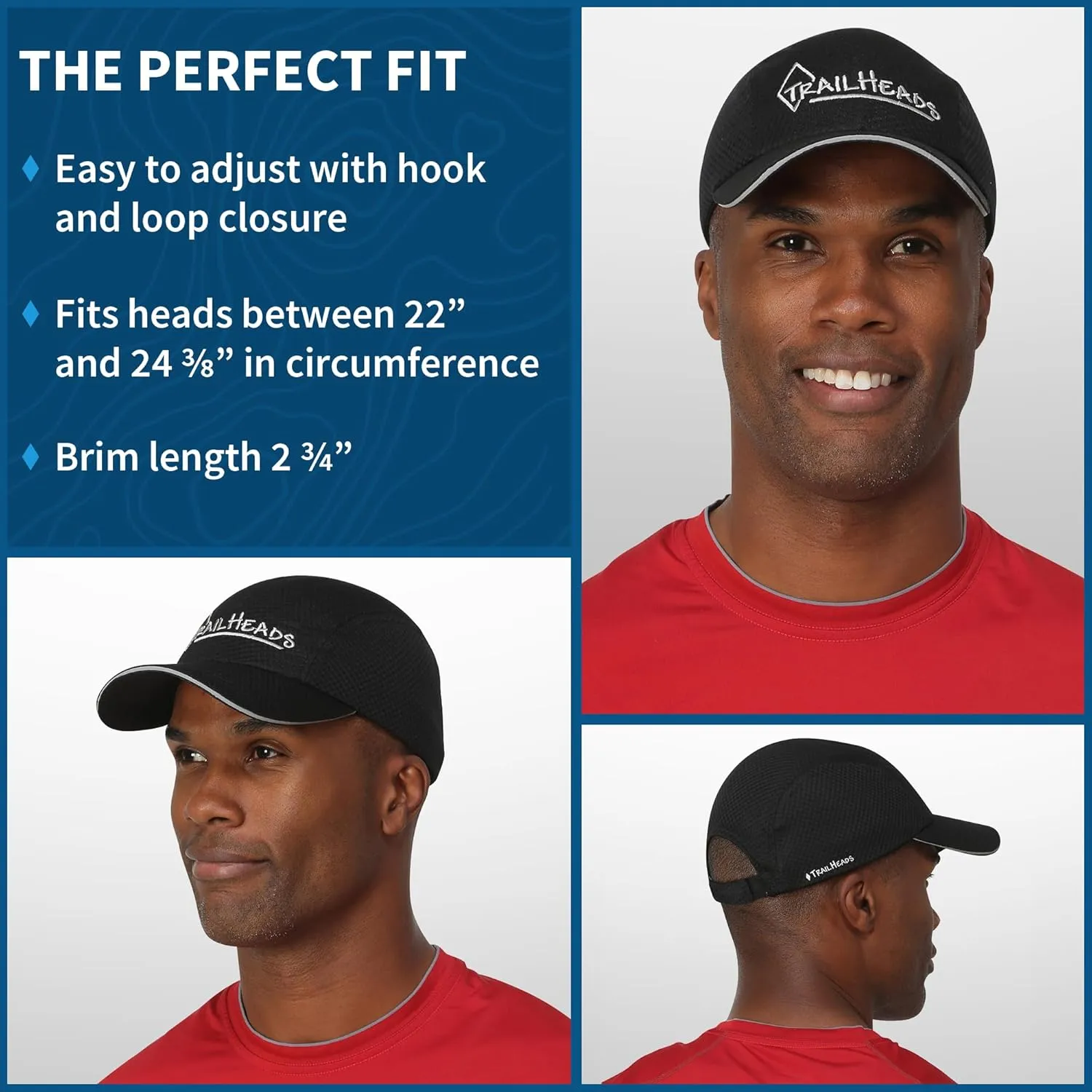 TrailHeads Performance Mens Running Hat - Lightweight, Quick Dry Workout Hats for Men - Athletic Sports Cap for Tennis, Gym