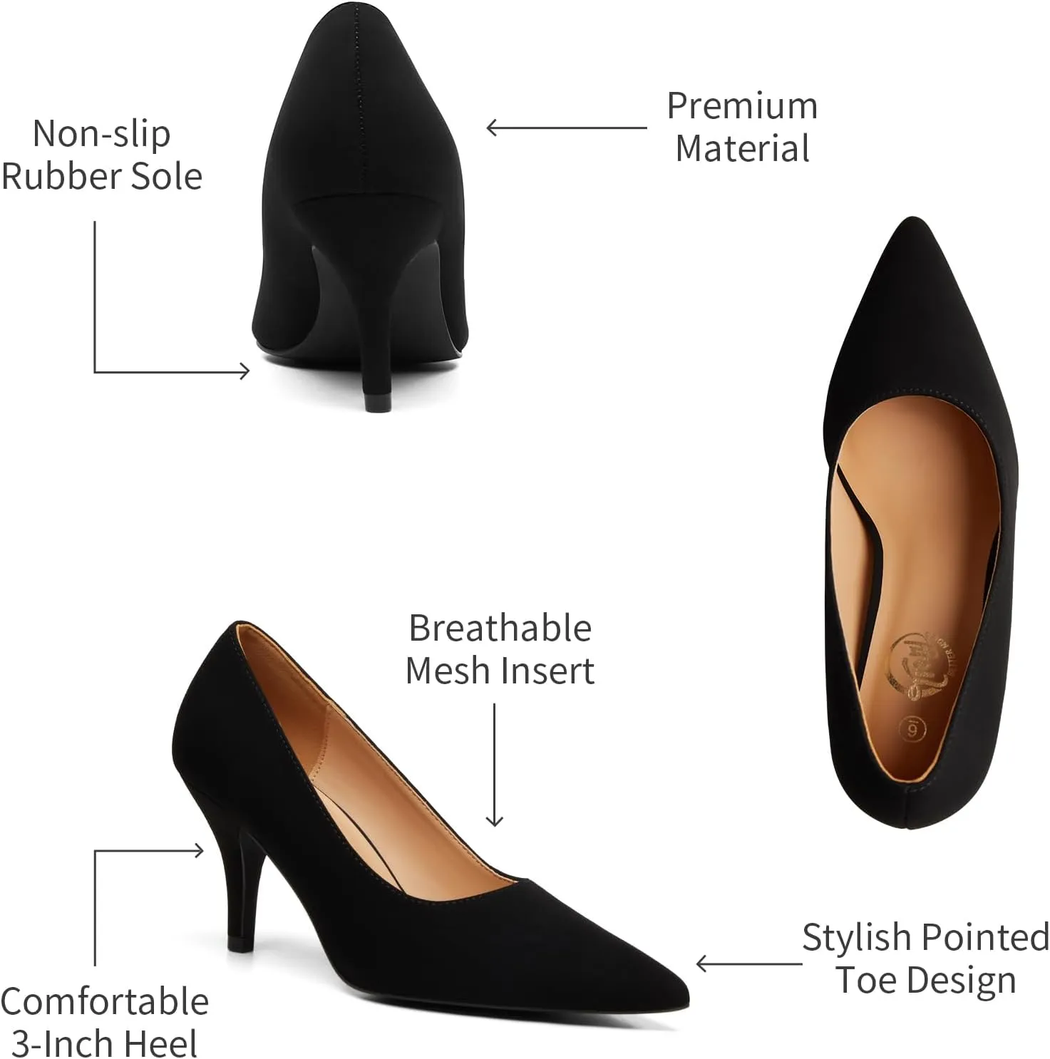 Trary Women’s Slingback Pumps, Black Heels Gold Heels Nude Pink Red Heels, Pointed Toe High Heels for Women Sexy Stiletto Heels Buckle Ankle Strap Closed Toe Pumps Office Party Prom Dress Shoes