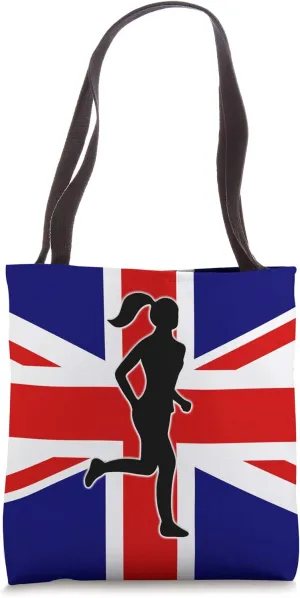 UK Flag Runner Graphic / Great Britain Sport Pride Running Tote Bag