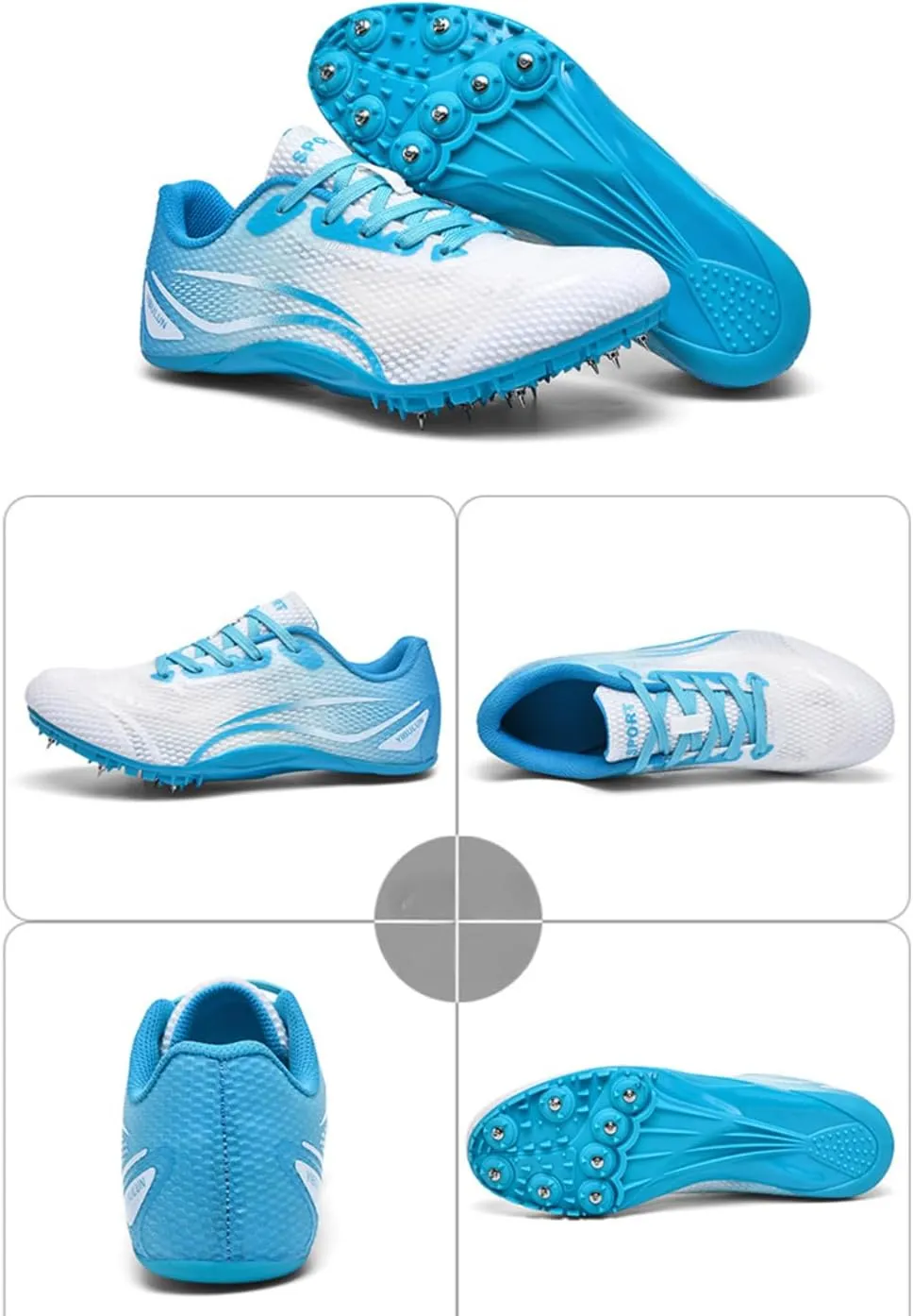 Unisex Track & Field Spikes Shoes with 8 Removable Nails - High-Performance Breathable Mesh Sprint & Jumping Athletic Shoes for Men, Women, Boys, Girls