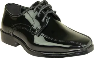 VANGELO Boy Tuxedo Shoe TUX-5K Square Toe for Wedding Formal Events with Wrinkle Free Material Black Patent 11K