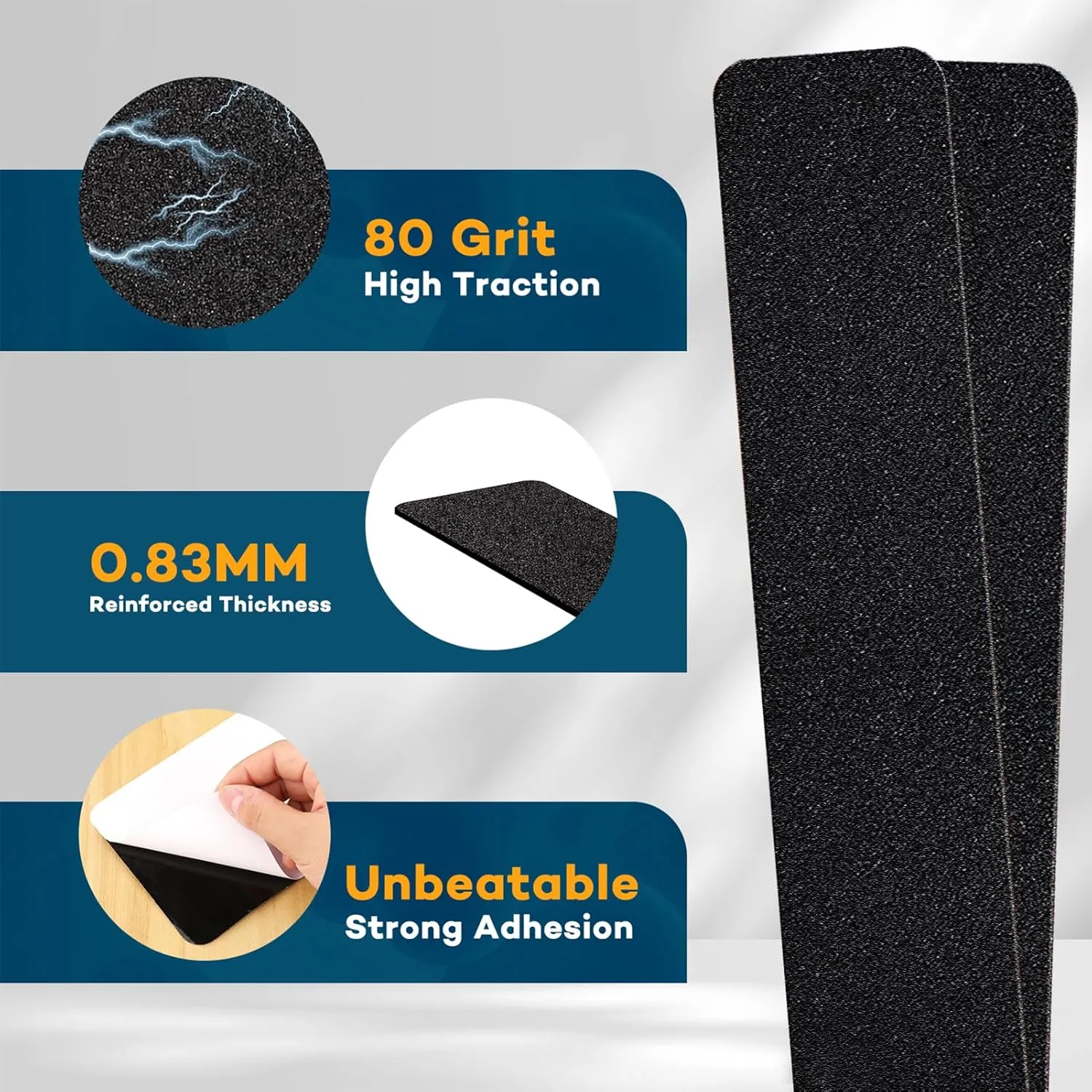 VOISEN Outdoor Stair Treads, 4" x 30" 20 Pack Pre-Cut Non Slip Strips, Grip Tape Adhesive, Waterproof 80 Grit Anti-Slip