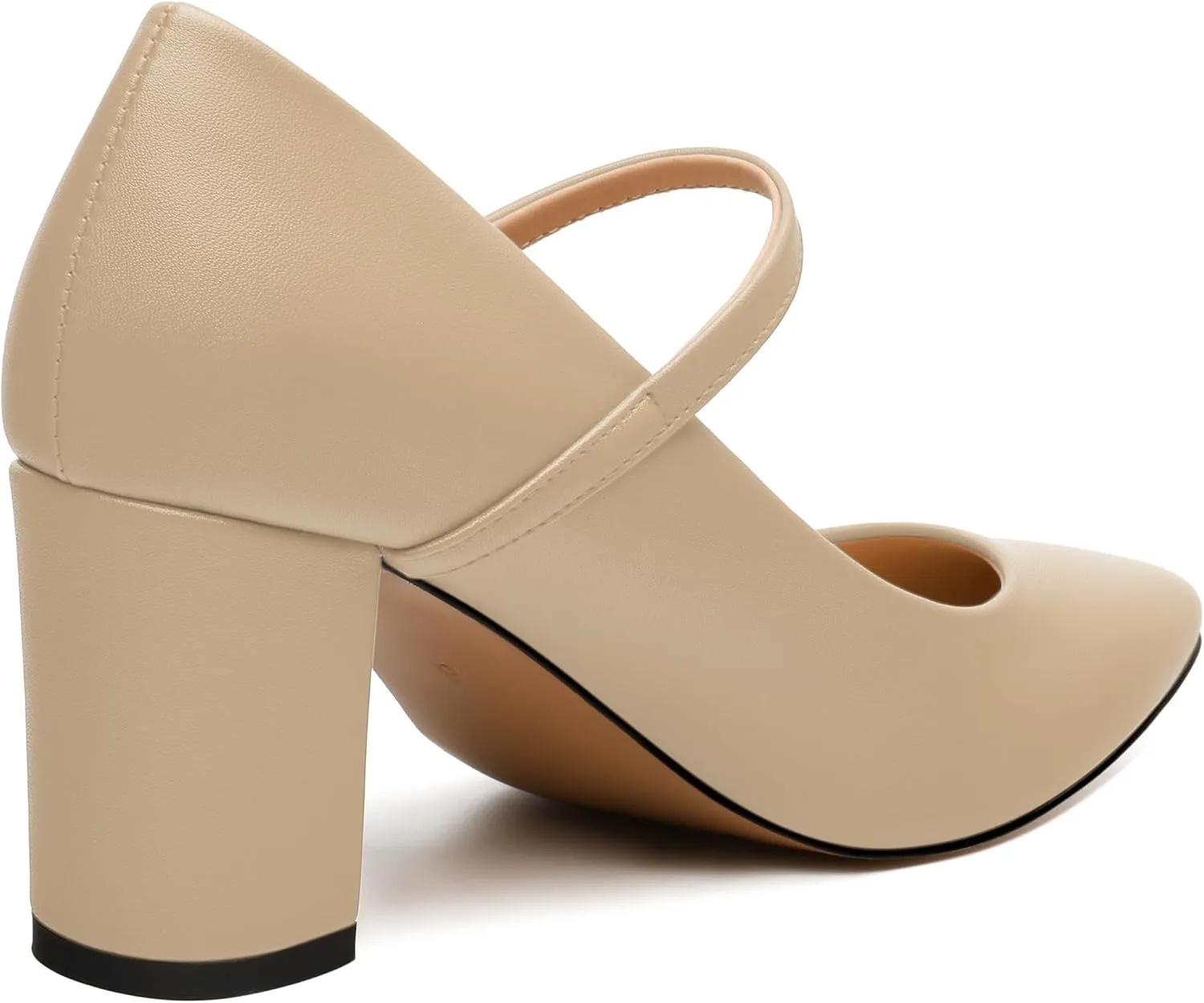 WAYDERNS Closed Pointed Toe Heels for Women Chunky Block High Heel Pumps Fashion Elegant Trendy Prom Party Wedding Dress Shoes with Strap 3 Inch