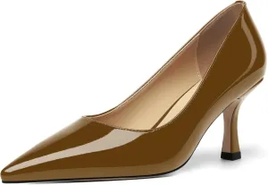Womens Dress Pointed Toe Wedding Patent Slip On Spool High Heel Pumps Shoes 3 Inch