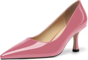 Womens Dress Pointed Toe Wedding Patent Slip On Spool High Heel Pumps Shoes 3 Inch