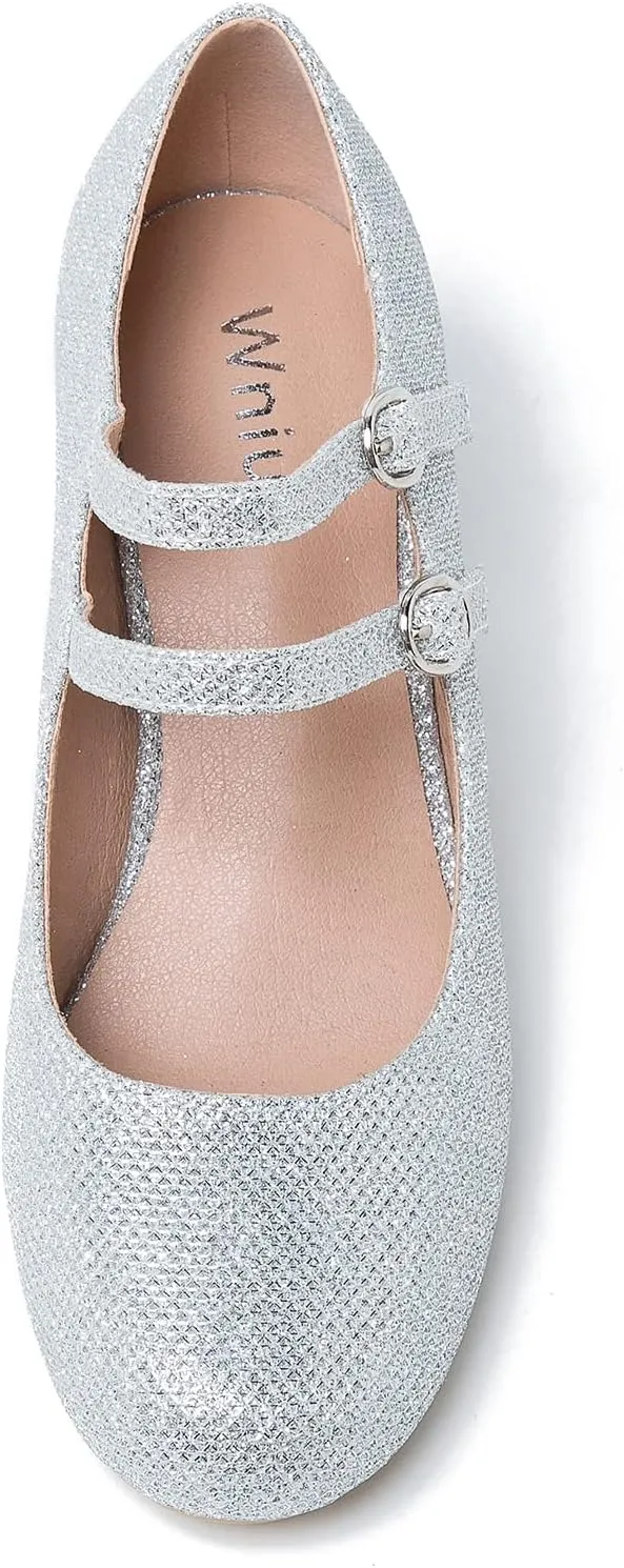 Women's Mary Jane Pumps Double Strap Chunky Block Heel Closed Round Toe Dress Office Work Bridal Wedding Party Shoes