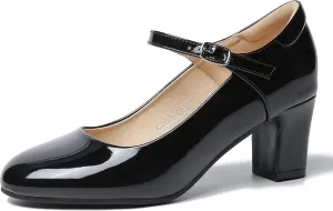 Women's Mary Jane Shoes Low Block Heel Round Toe Dress Office Work Church Pumps