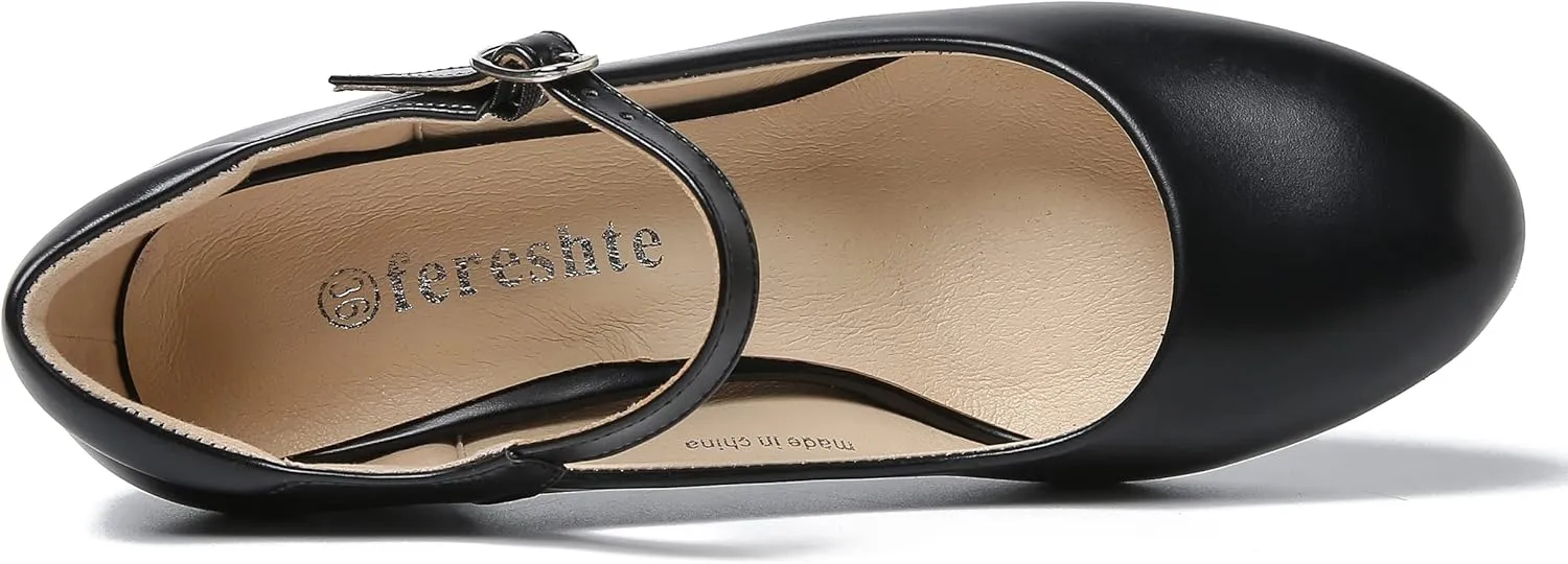 Women's Mary Jane Shoes Low Block Heel Round Toe Dress Office Work Church Pumps