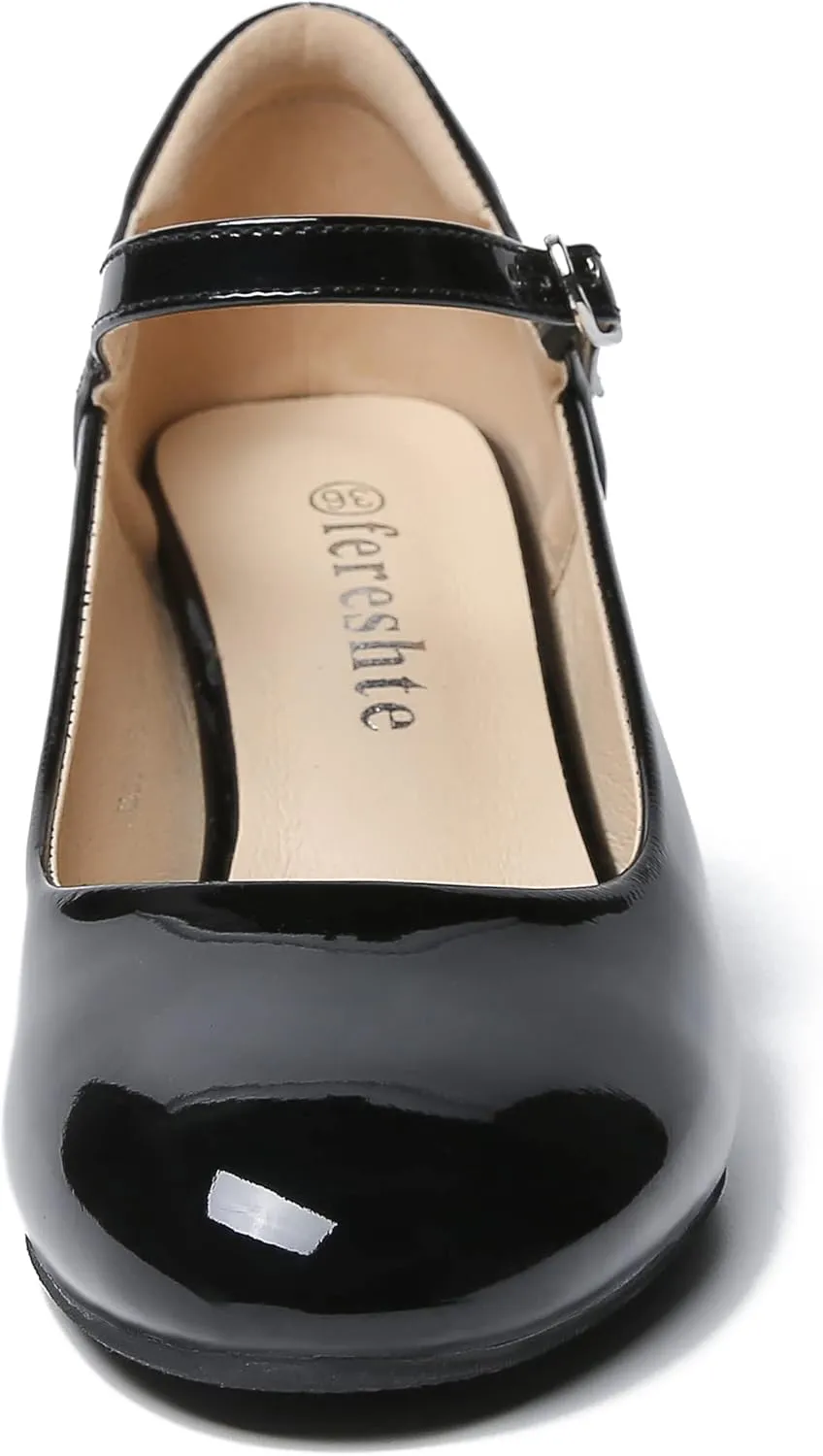 Women's Mary Jane Shoes Low Block Heel Round Toe Dress Office Work Church Pumps