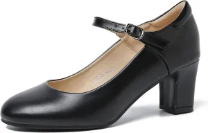 Women's Mary Jane Shoes Low Block Heel Round Toe Dress Office Work Church Pumps
