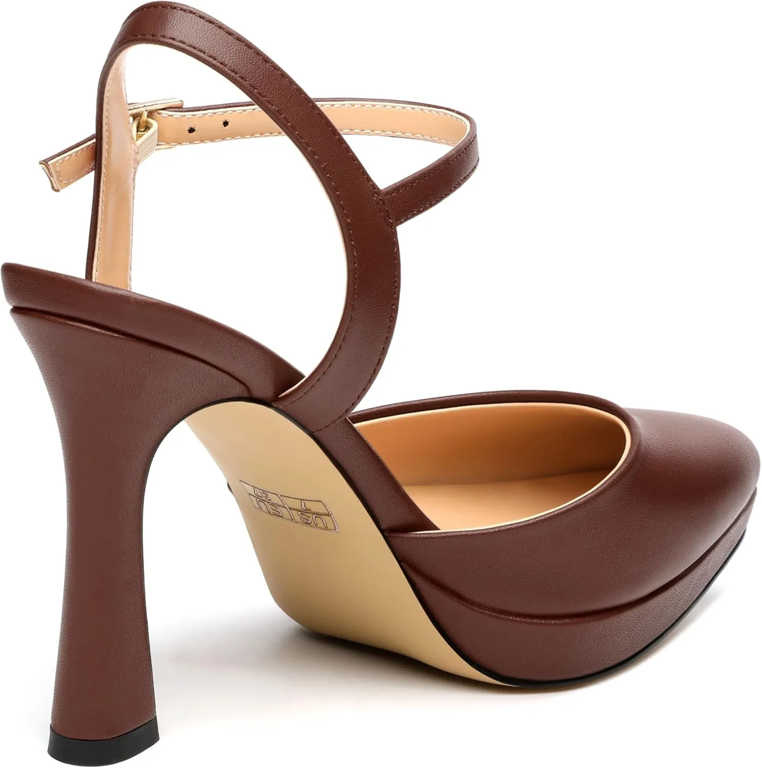 Womens Platform High Heels Pointed Toe Ankle Strap Buckle Stiletto High Heel Pumps Party Evening Dress Shoes 4 Inch