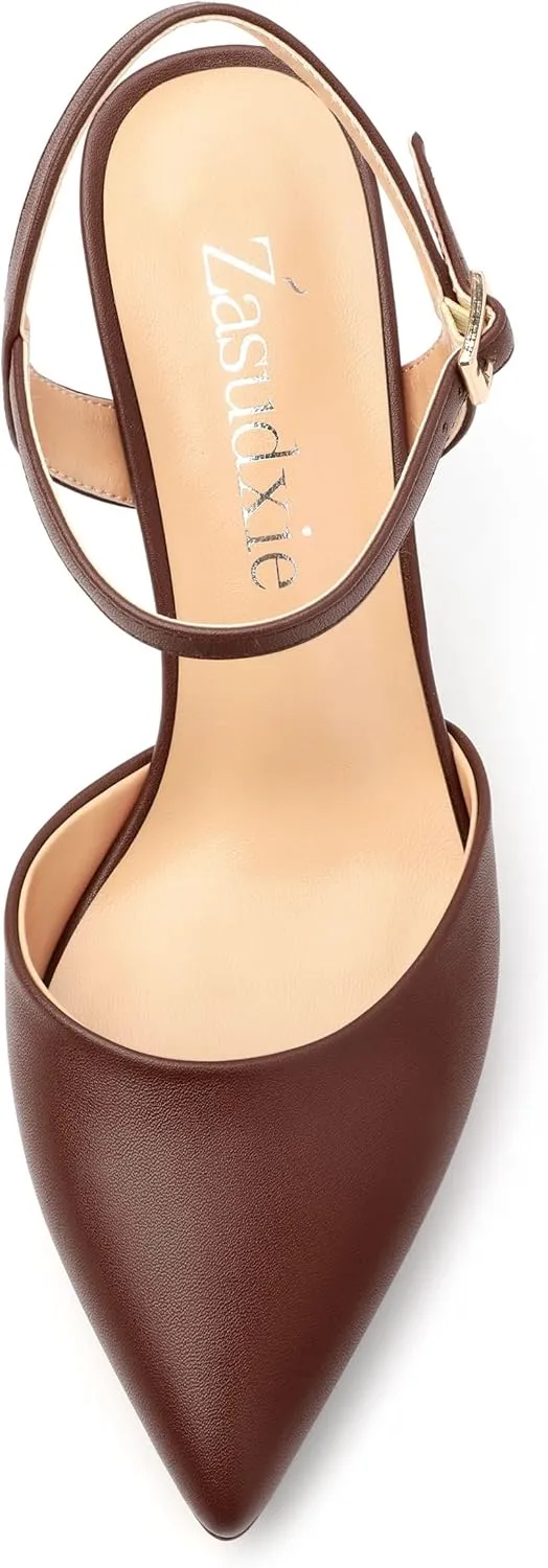 Womens Platform High Heels Pointed Toe Ankle Strap Buckle Stiletto High Heel Pumps Party Evening Dress Shoes 4 Inch