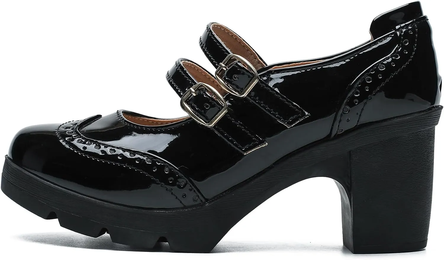 Women's Platform Mary Jane Shoes Ankle Strap Goth Chunky Block Heels Comfortable Round Toe Oxfords Dress Wedding Shoes Pumps