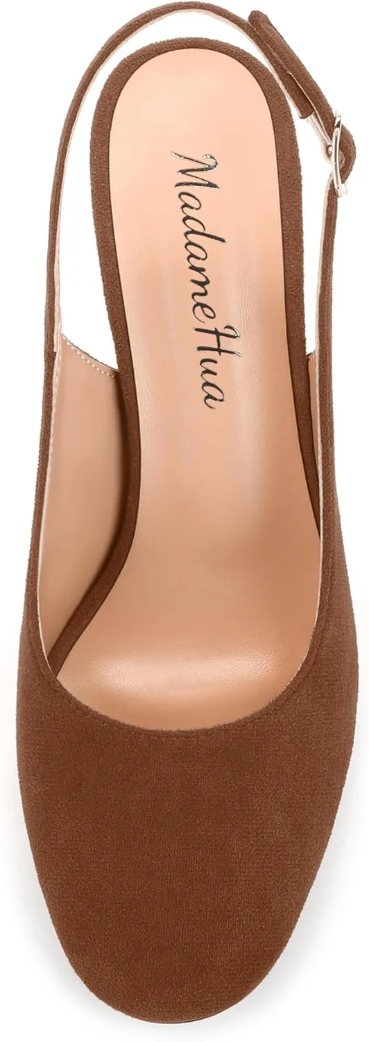Women's Pumps, Block Heel Round Toe Dress Pumps Shoes for Women, Classic Round Toe High Chunky Heel Pumps