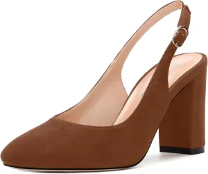 Women's Pumps, Block Heel Round Toe Dress Pumps Shoes for Women, Classic Round Toe High Chunky Heel Pumps