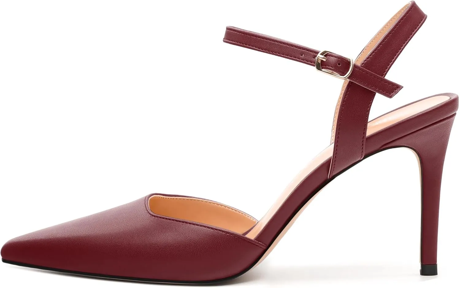 Women's Pumps, Buckle Adjustable Strap Pointed Toe Stiletto Heels, Fashion Matte High Heel Shoes for Women