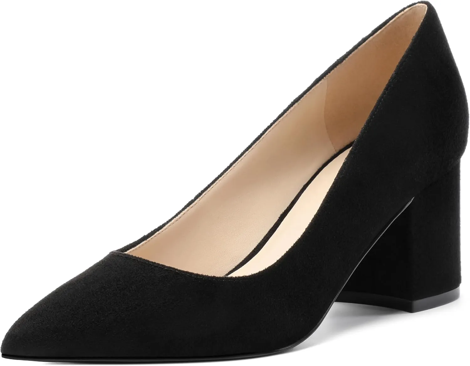 Women's Pumps, Pointed Closed Toe Black Gold Kitten Heels for Women, Comfortable 2 Inch Mid Heel Women's Dress Shoes