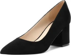 Women's Pumps, Pointed Closed Toe Black Gold Kitten Heels for Women, Comfortable 2 Inch Mid Heel Women's Dress Shoes