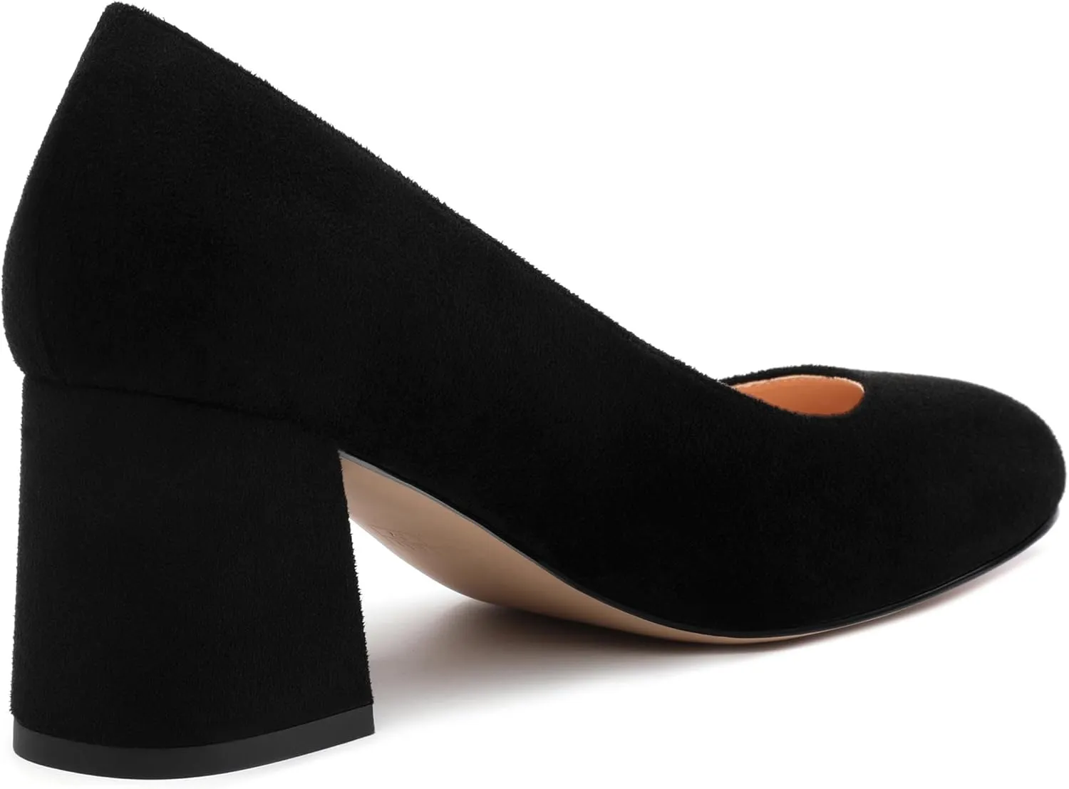 Women's Pumps, Round Closed Toe Chunky Heels, Slip On Fashion Comfort Solid Working Wedding Dressy Shoes for Women