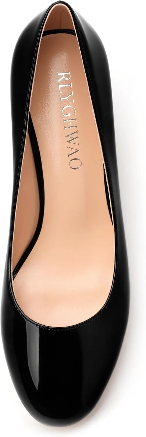 Women's Pumps, Round Toe High Heels, Fashion Chunky Heels Shoes for Women