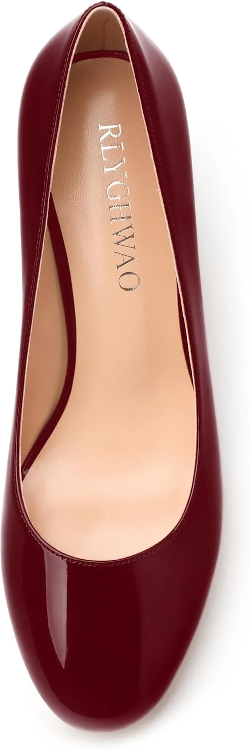 Women's Pumps, Round Toe High Heels, Fashion Chunky Heels Shoes for Women