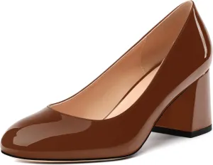 Women's Pumps, Round Toe High Heels, Fashion Chunky Heels Shoes for Women