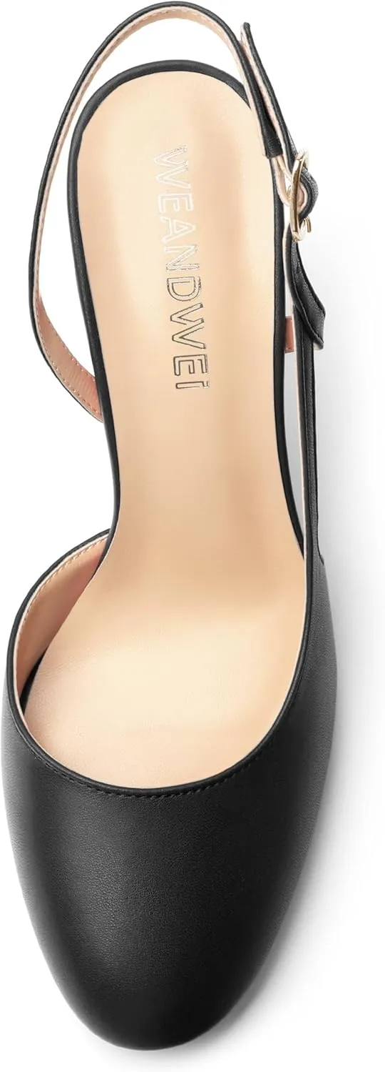 Womens Slingback Shoes Closed Round Toe High Heels Shoes Fashion Women's Pumps Shoes for Party Dress Wedding Office