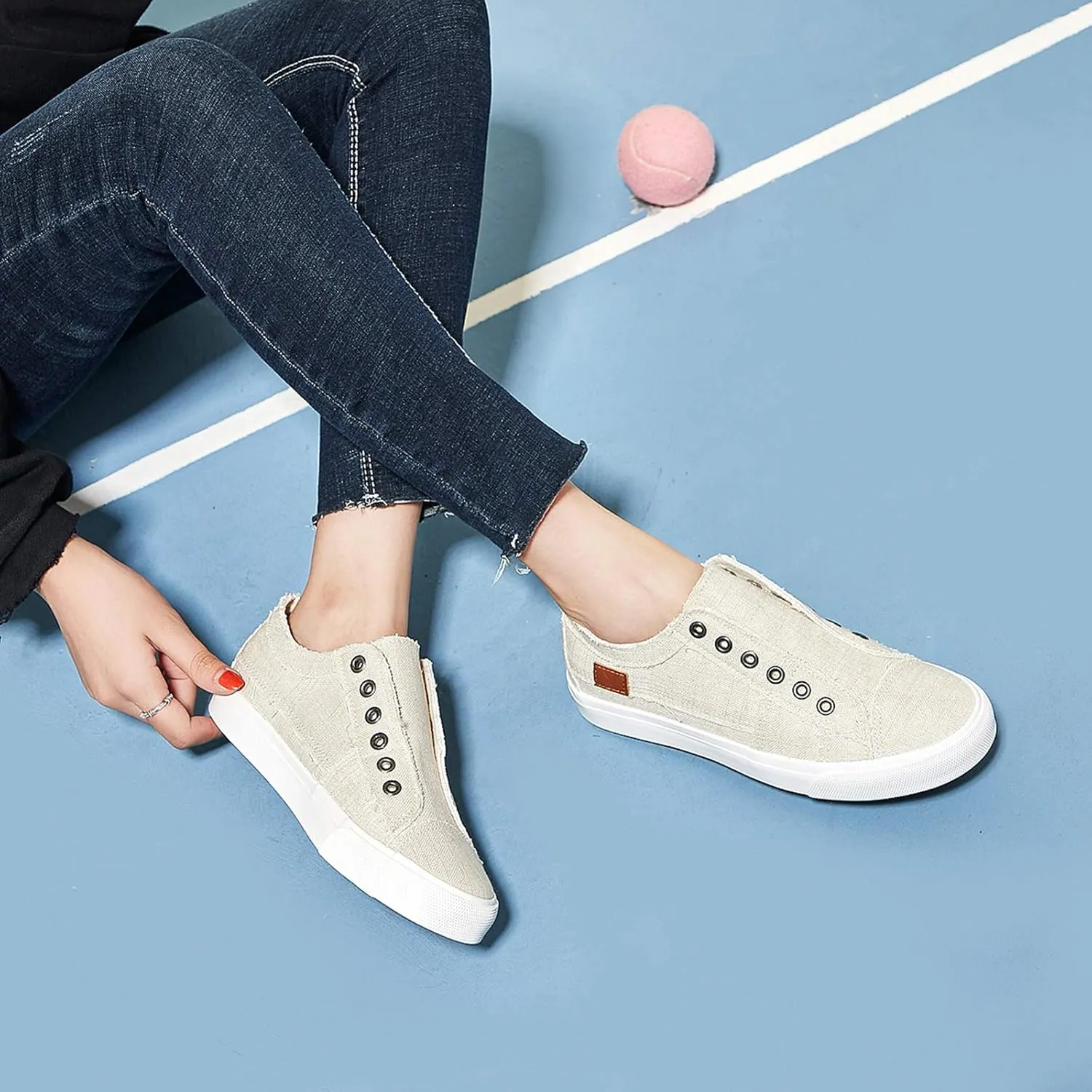 Women's Slip on Shoes Non Slip Fashion Canvas Sneakers Low Top Casual Shoes