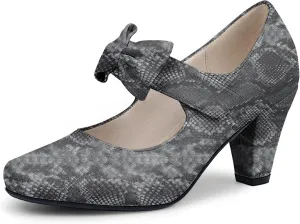 Women's Vintage Bow Round Toe Block High Heel Ankle Strap Cute Mary Janes Pumps