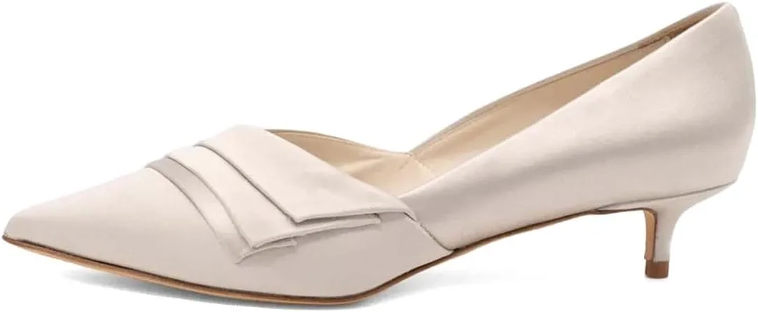 XYD Womens Business Heels for Work Professional Closed Pointy Toe Slip On Kitten Pumps Office Dress Shoes