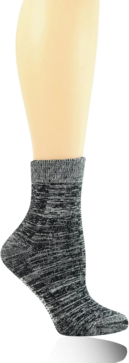 Yomandamor Women's 3 Pairs Non-Binding Quarter Thick Warm Winter Socks with Seamless Toe and Full Cushion