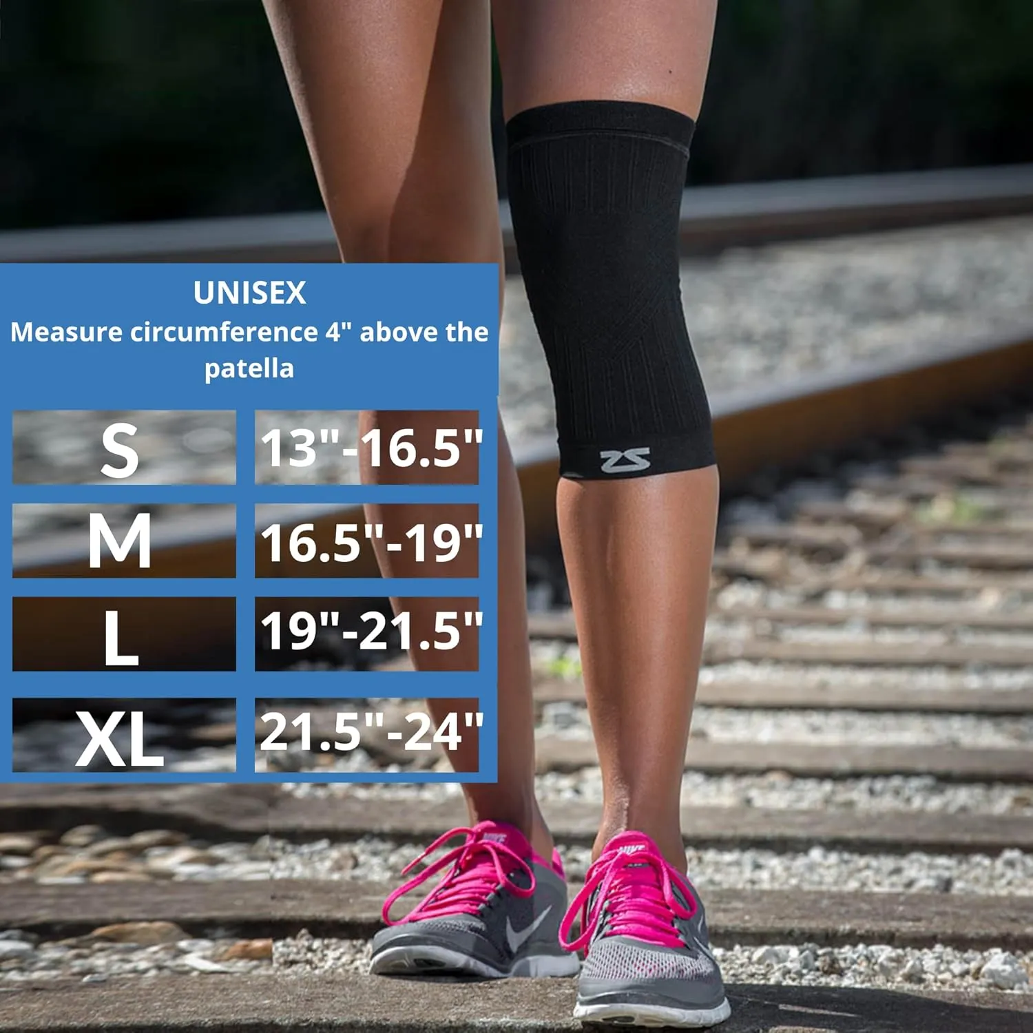 Zensah Compression Knee Sleeve - Knee Brace to Relieve Knee Pain and Treat Runners Knee for Men and Women