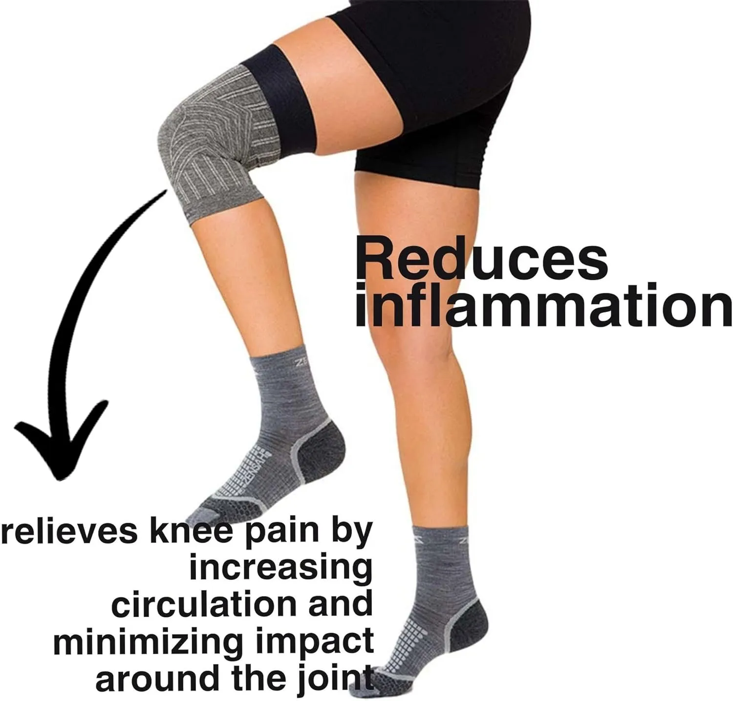 Zensah Compression Knee Sleeve - Knee Brace to Relieve Knee Pain and Treat Runners Knee for Men and Women