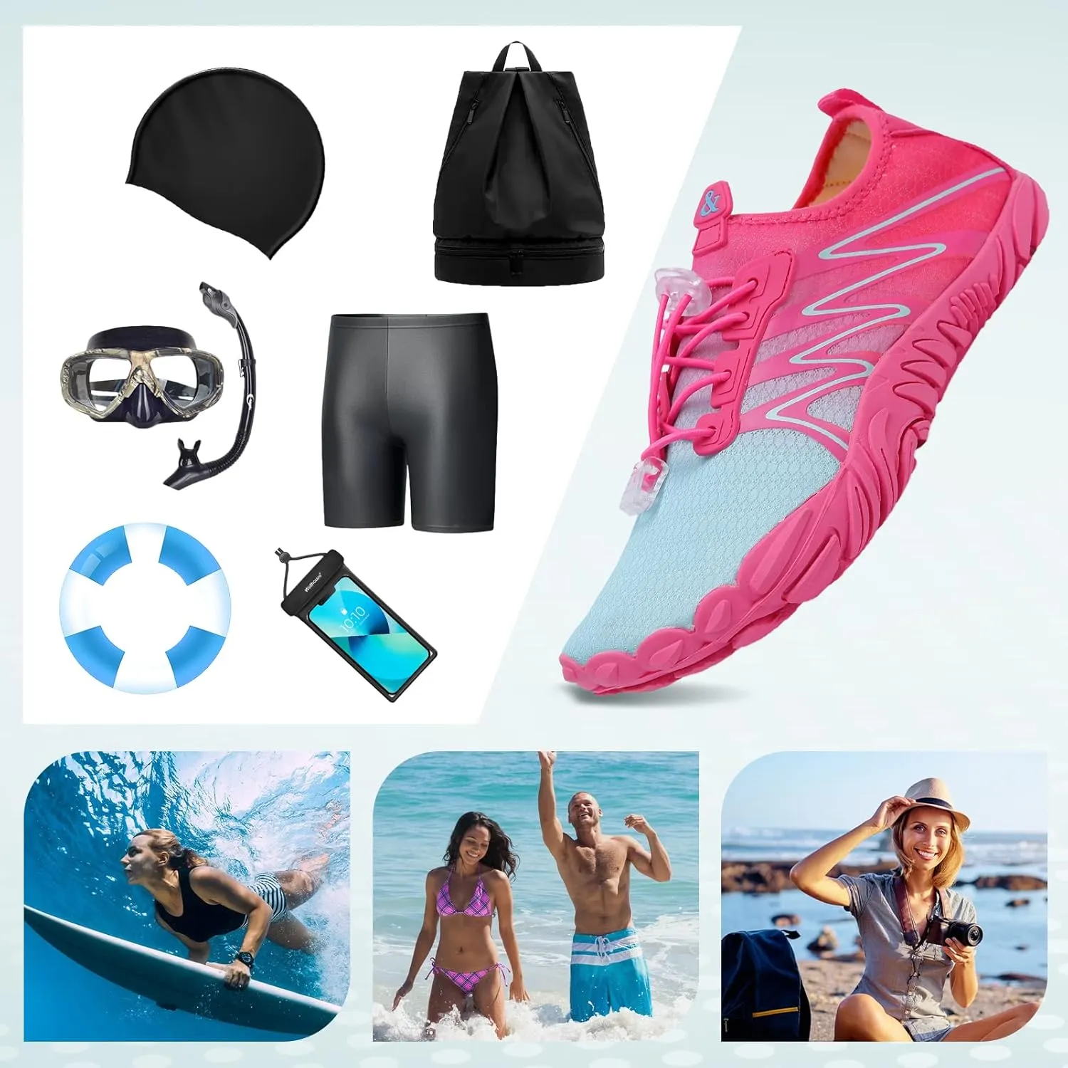 ziitop Water Shoes for Men Women Beach Barefoot Swim Rock Climbing Pool Shoes Socks, Anti-Slip Breathable Quick Dry Lightweight Slip-on, Outdoor Sport Hiking Walking Boating Fishing Diving Surfing