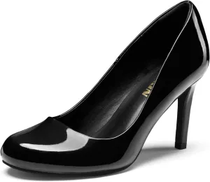 ZURIN Women's Round Toe Stiletto Heels Closed Toe Heels Comfortable Dress Pumps Shoes for Wedding Work Office Business 3 inch